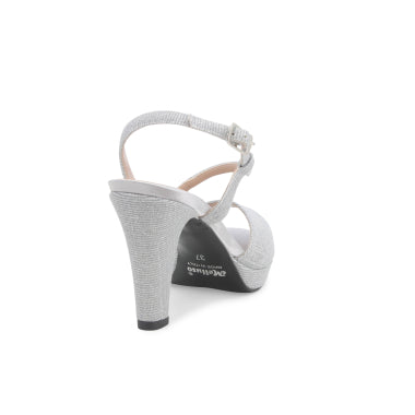 Melluso J594W sandalo donna elegante cerimonia in tessuto argento