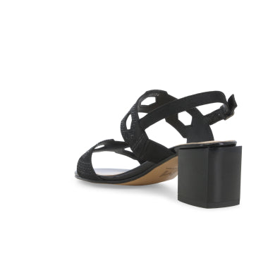 Melluso K35552 Sandalo donna in tessuto e camoscio nero