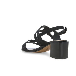 Melluso K35552 Sandalo donna in tessuto e camoscio nero