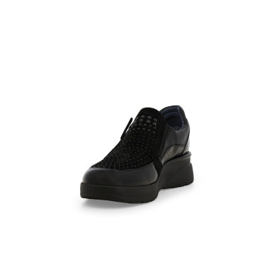 Melluso K55441Z Sneakers donna in vernice e camoscio nero