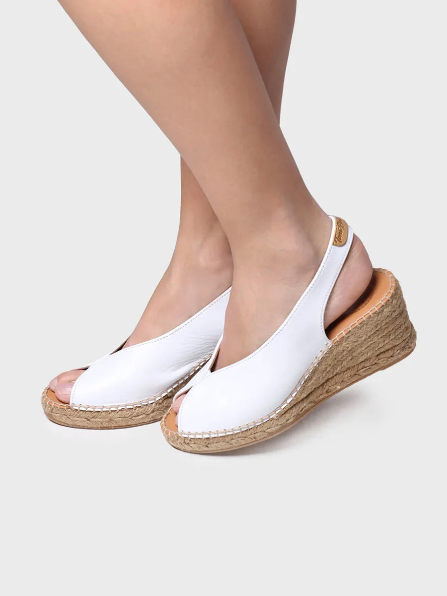 Toni Pons Laila espadrillas con zeppa e punta aperta stile peep toe bianco