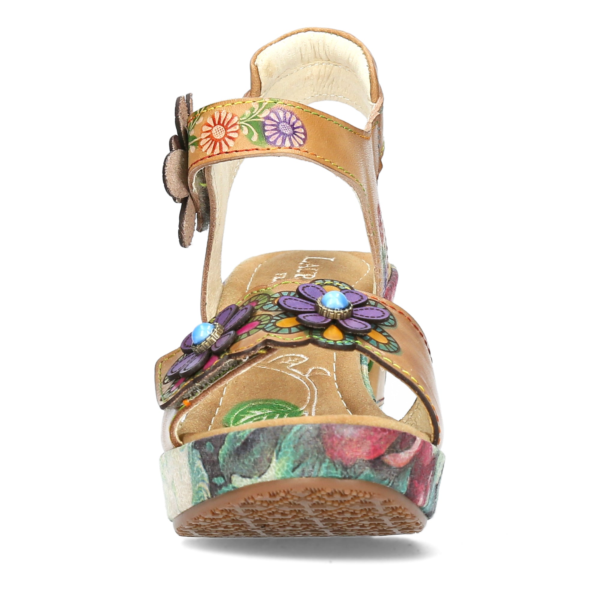 Laura Vita Nellao 05 sandalo floreale con tacco beige