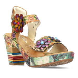 Laura Vita Nellao 05 sandalo floreale con tacco beige