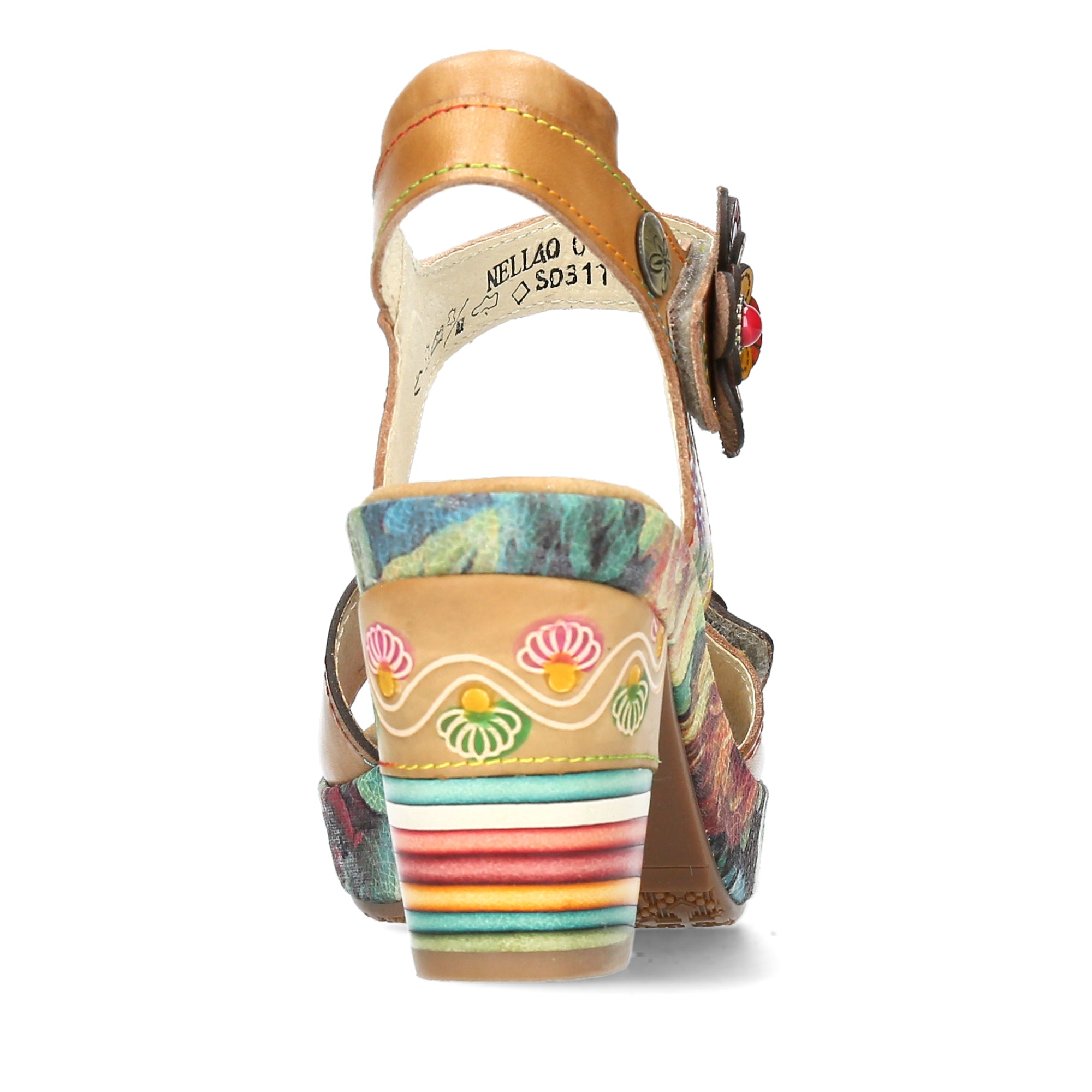 Laura Vita Nellao 05 sandalo floreale con tacco beige