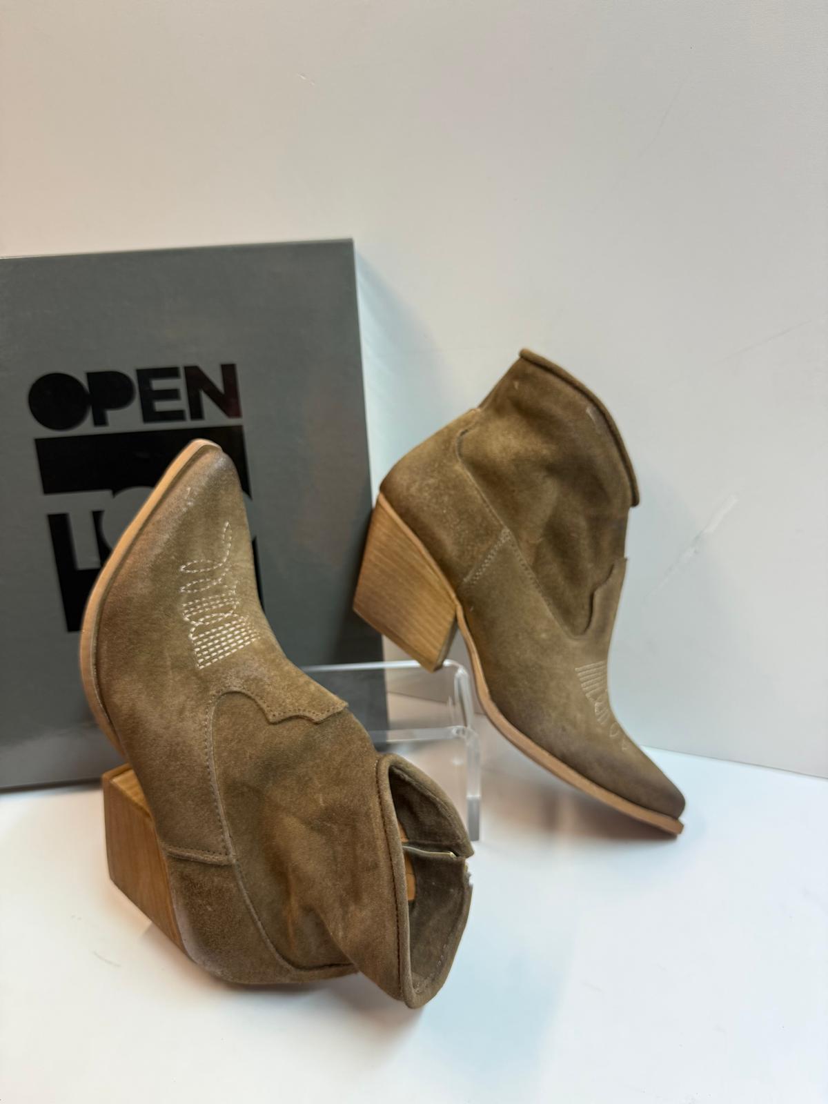 Open Too GX4 tronchetto texano donna in pelle scamosciata taupe