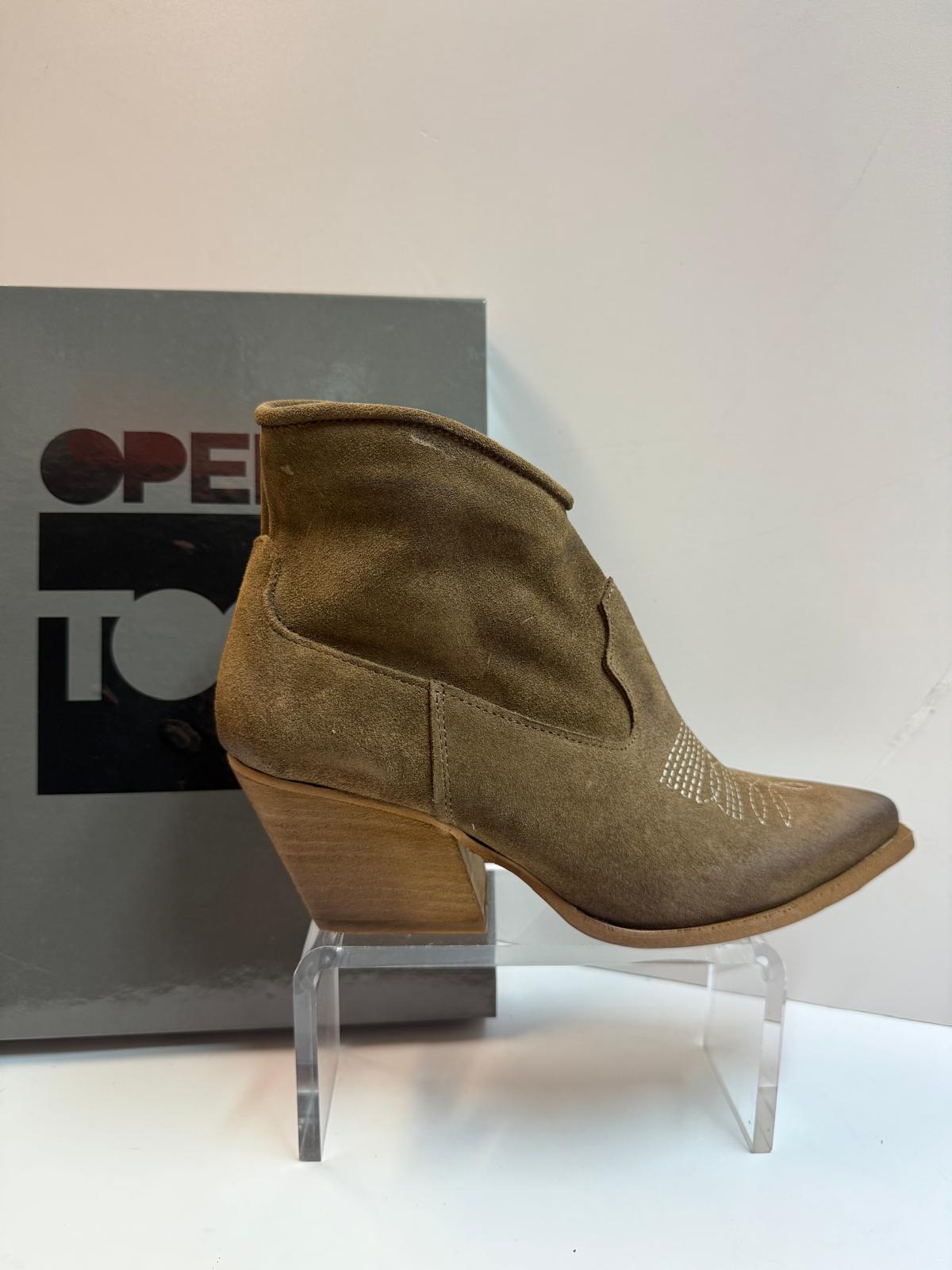 Open Too GX4 tronchetto texano donna in pelle scamosciata taupe