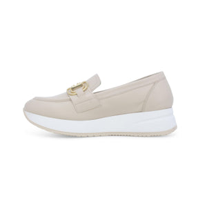 Melluso R20088 Sneakers mocassino donna in pelle latte