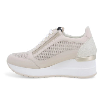 MELLUSO R20444 SNEAKERS DONNA IN PELLE BEIGE O BLU