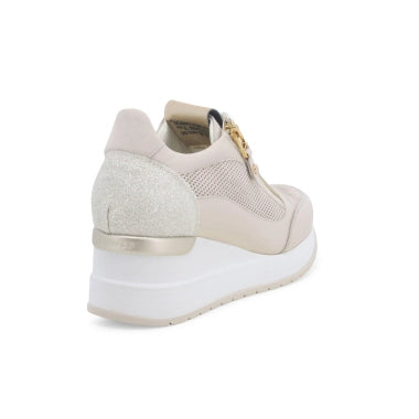 MELLUSO R20444 SNEAKERS DONNA IN PELLE BEIGE O BLU
