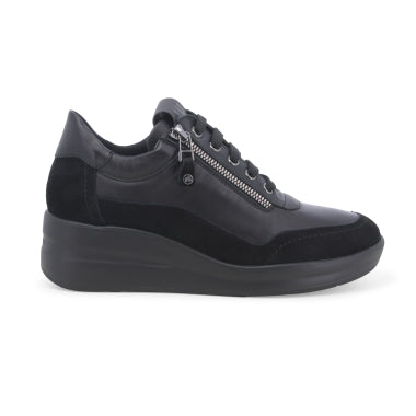 Melluso 25655 sneakers donna in pelle e camoscio nero