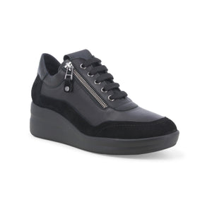 Melluso 25655 sneakers donna in pelle e camoscio nero