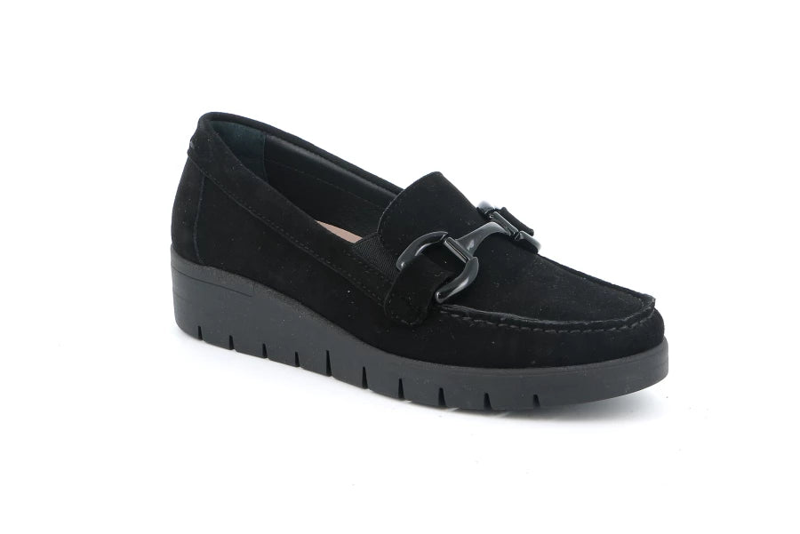 GRUNLAND SC5584 MOCASSINO DONNA IN CAMOSCIO NERO