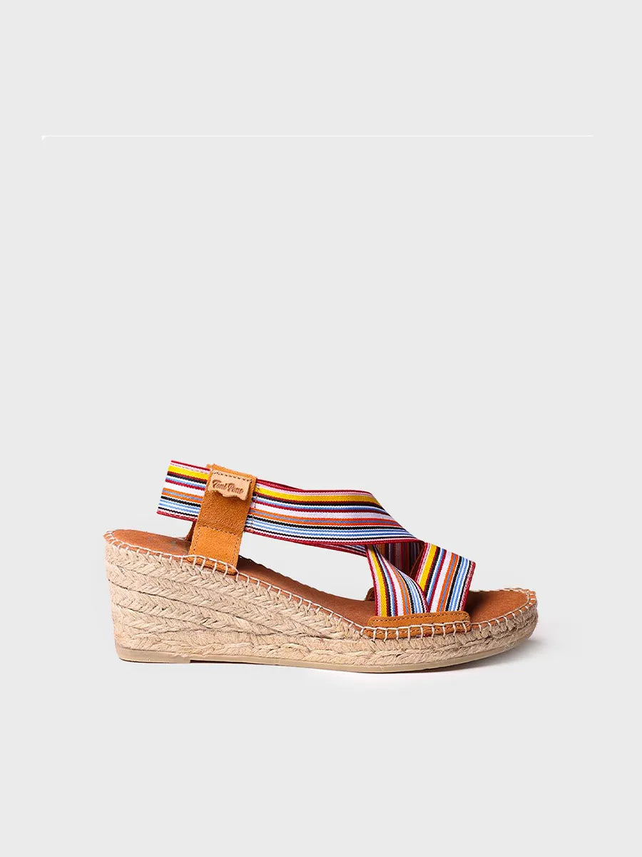 Toni Pons Tina espadrillas da donna con zeppa e fasce elastiche multicolor