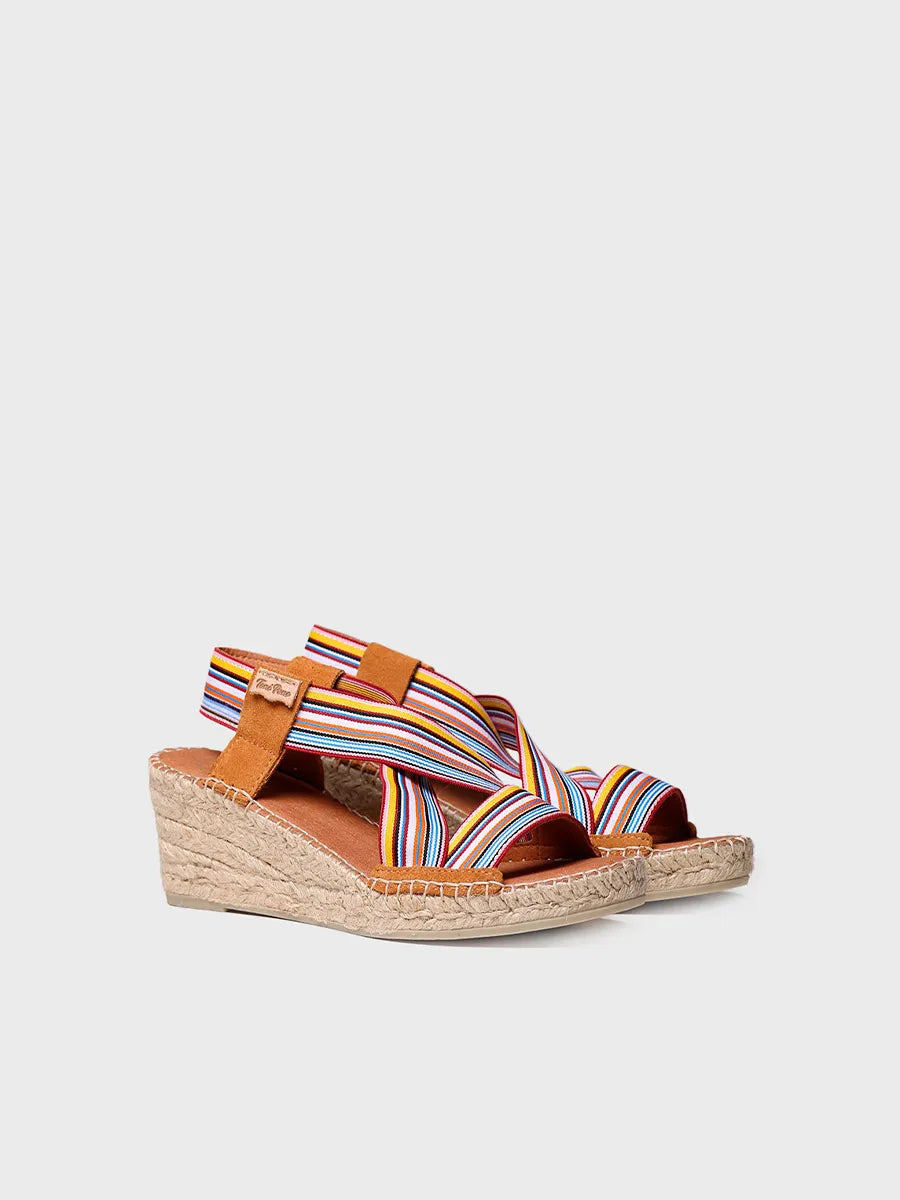 Toni Pons Tina espadrillas da donna con zeppa e fasce elastiche multicolor