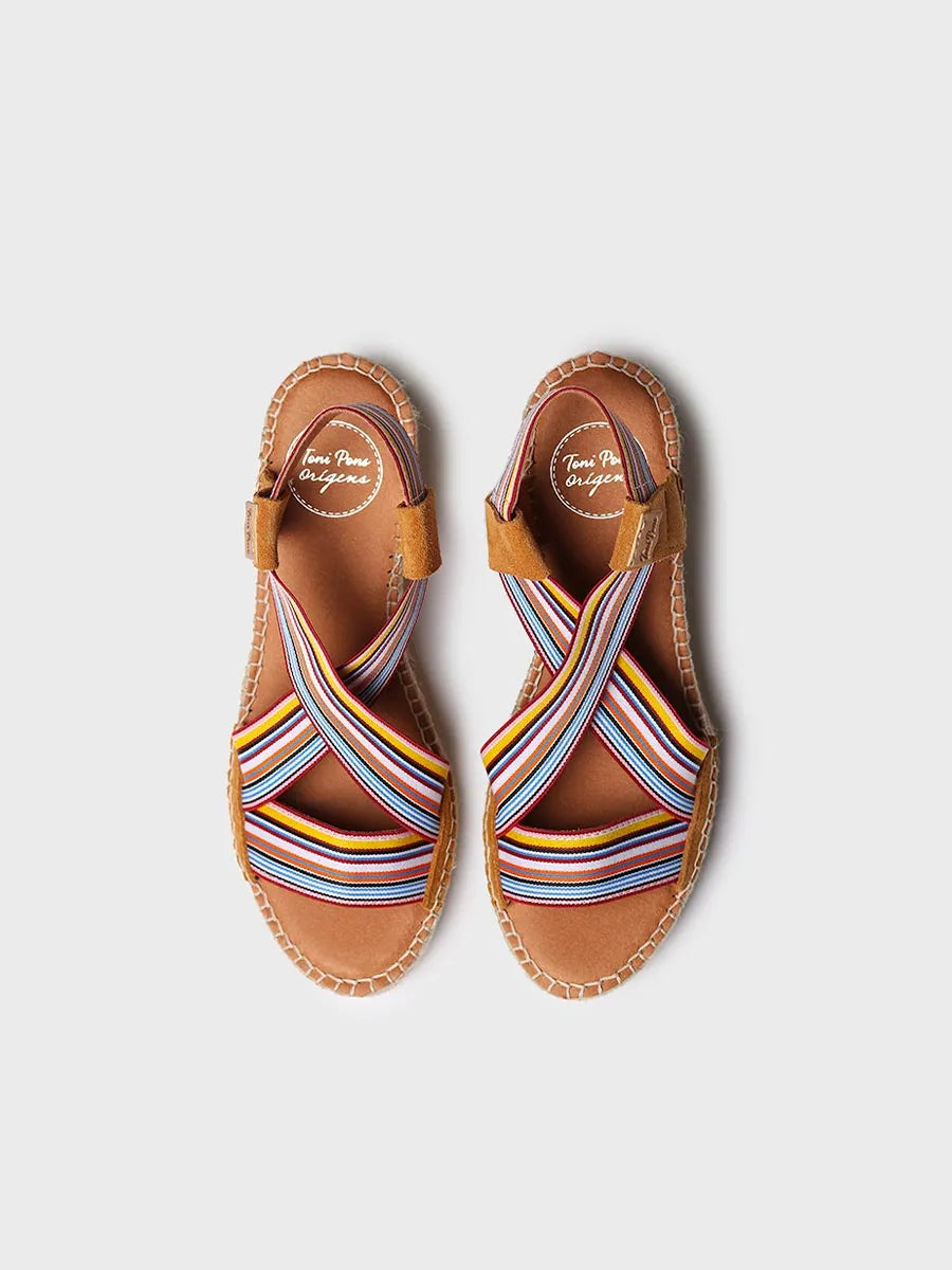 Toni Pons Tina espadrillas da donna con zeppa e fasce elastiche multicolor