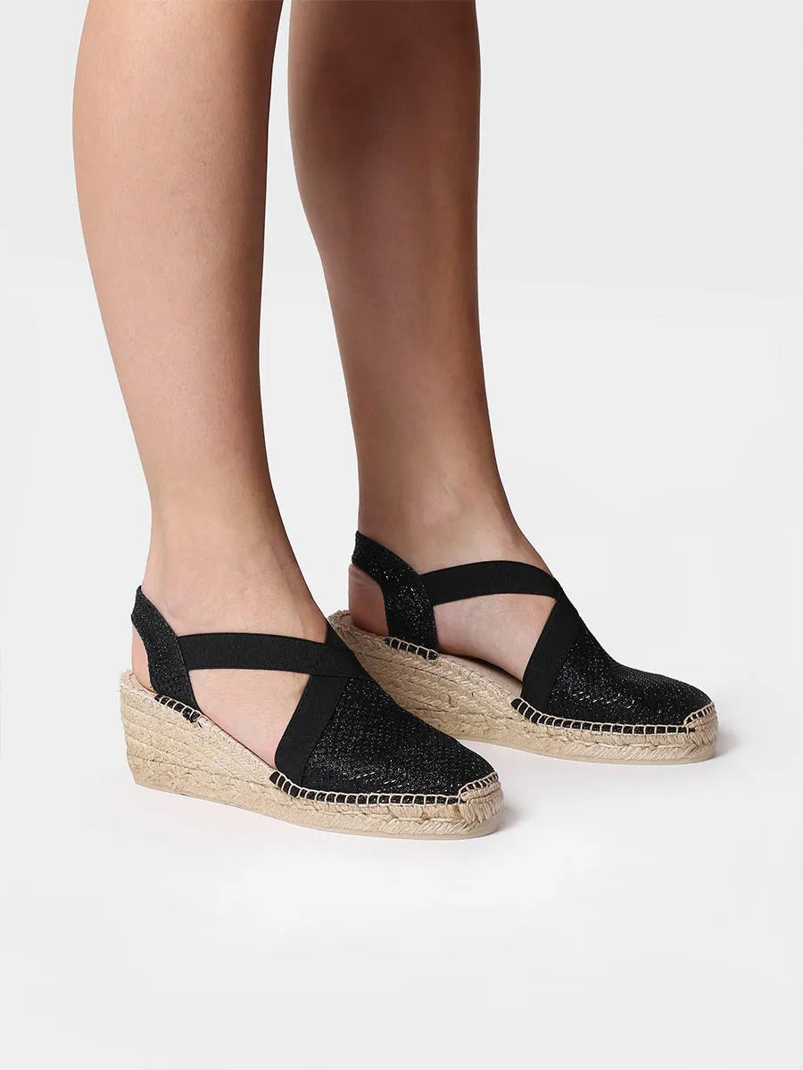 Toni Pons Triton espadrillas da donna vegan lucide nero