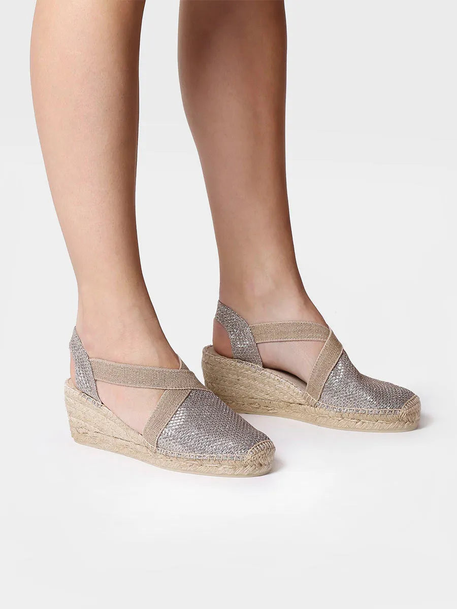 Toni Pons Triton espadrillas da donna vegan lucide platino