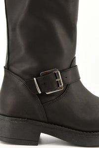 Stelio Malori 1300 stivale biker mid tronchetto in pelle nero