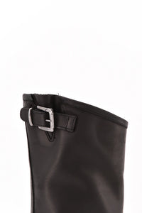 Stelio Malori 1300 stivale biker mid tronchetto in pelle nero