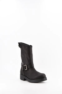 Stelio Malori 1300 stivale biker mid tronchetto in pelle nero