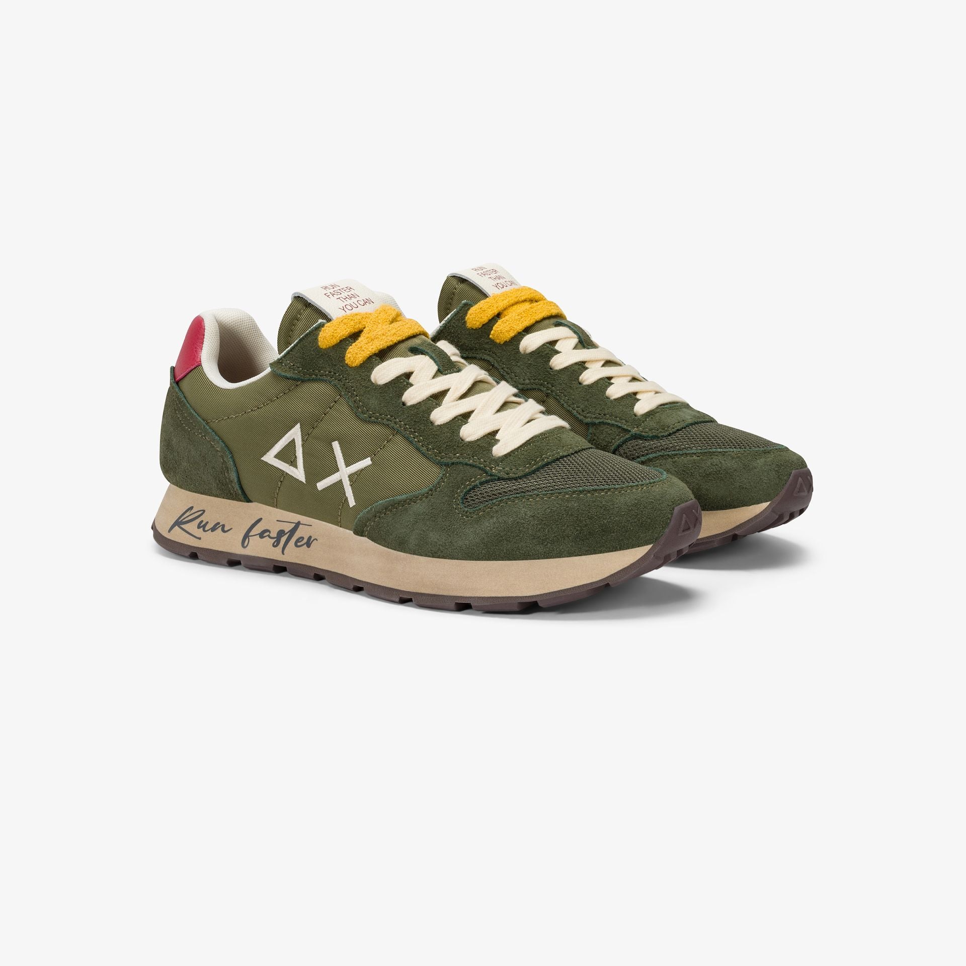 SUN68 BZ45105 Sneaker Tom Vintage in nylon e suede militare scuro