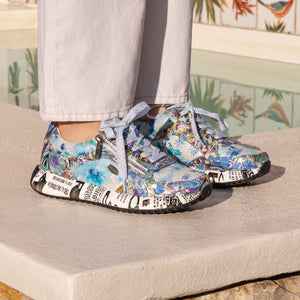 Laura Vita Burton 1123 sneakers con fiori indigo blù
