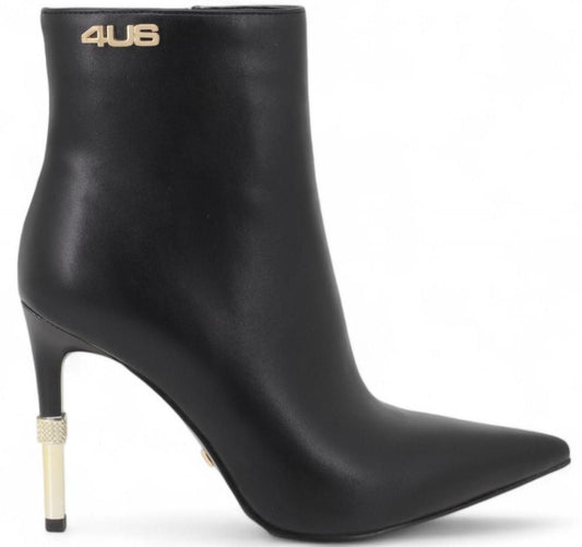 4US 4K2537 stivaletto donna nero con tacco platino