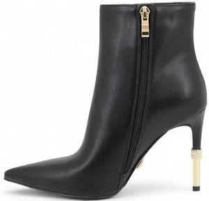 4US 4K2537 stivaletto donna nero con tacco platino