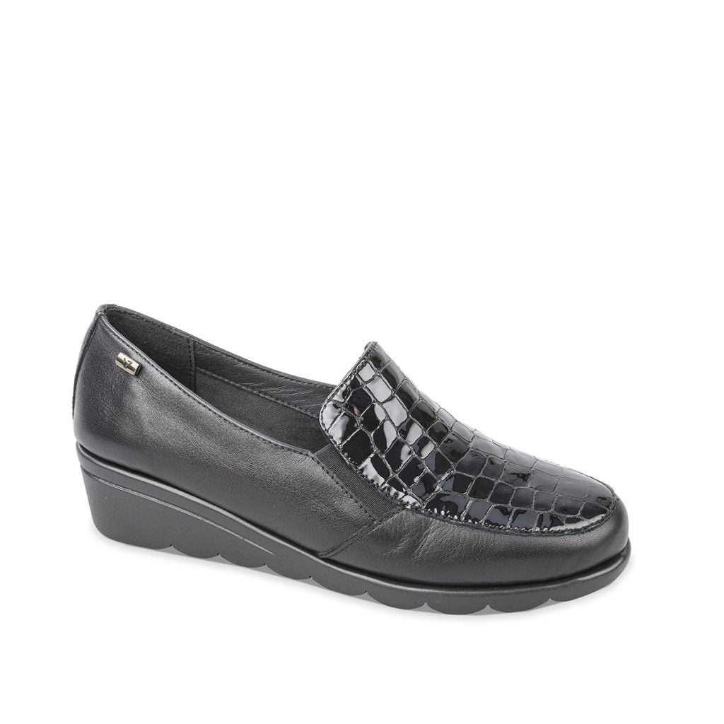 Valleverde VS10301 mocassino donna in nappa e pattina in cocco nero