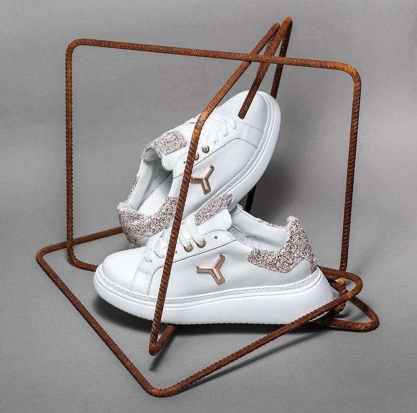 TONAKAI SKLDGC10 SNEAKERS IN PELLE BIANCA + GLITTER