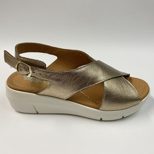 MELLUSO R80407B SANDALO IN PELLE LAMINATA BRONZO