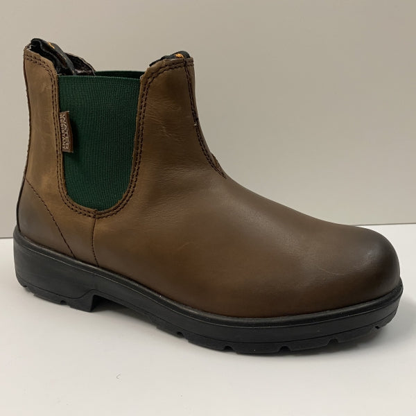 SHOOTERS 6433/06 STIVALETTO DONNA CHELSEA IN PELLE INGRASSATA MARRONE ED ELASTICO VERDE