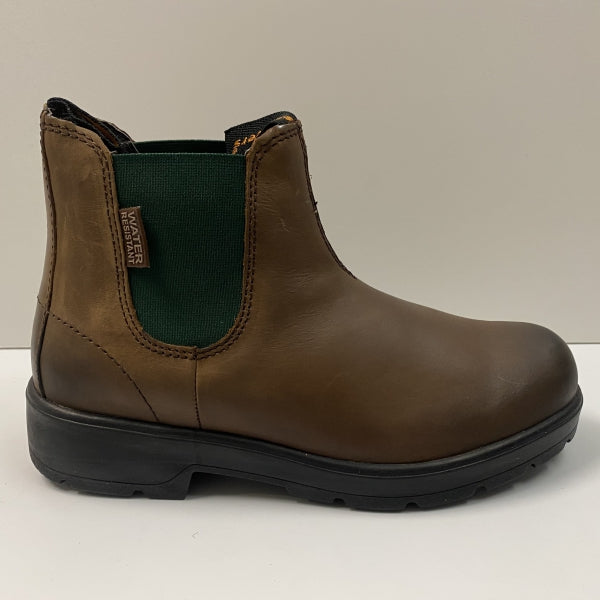 SHOOTERS 6433/06 STIVALETTO DONNA CHELSEA IN PELLE INGRASSATA MARRONE ED ELASTICO VERDE