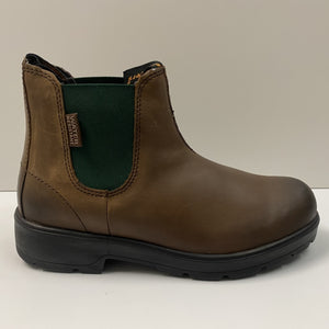 SHOOTERS 6433/06 STIVALETTO DONNA CHELSEA IN PELLE INGRASSATA MARRONE ED ELASTICO VERDE