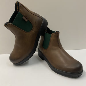 SHOOTERS 6433/06 STIVALETTO DONNA CHELSEA IN PELLE INGRASSATA MARRONE ED ELASTICO VERDE