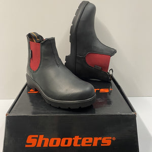 SHOOTERS 6433/06 STIVALETTO DONNA CHELSEA IN PELLE INGRASSATA NERO  ED ELASTICO ROSSO