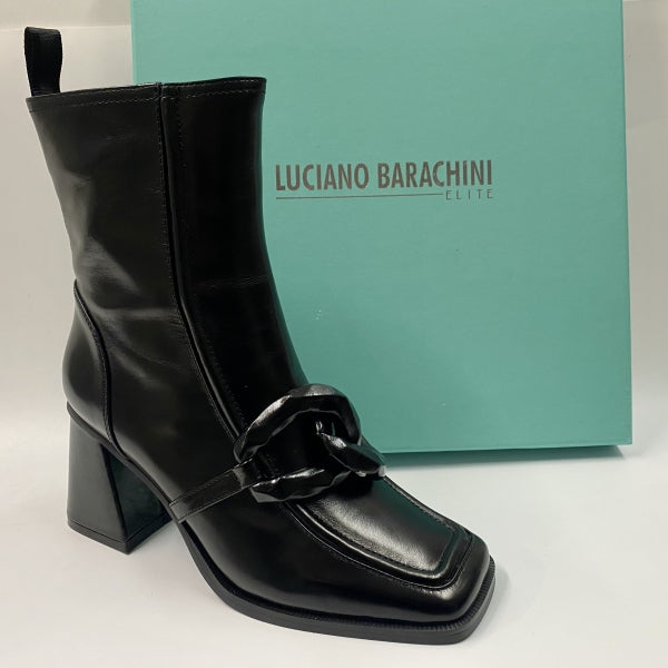 LUCIANO BARACHINI ML233 STIVALETTO CON MORSETTO IN PELLE NERO