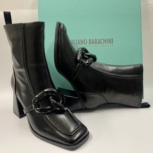 LUCIANO BARACHINI ML233 STIVALETTO CON MORSETTO IN PELLE NERO