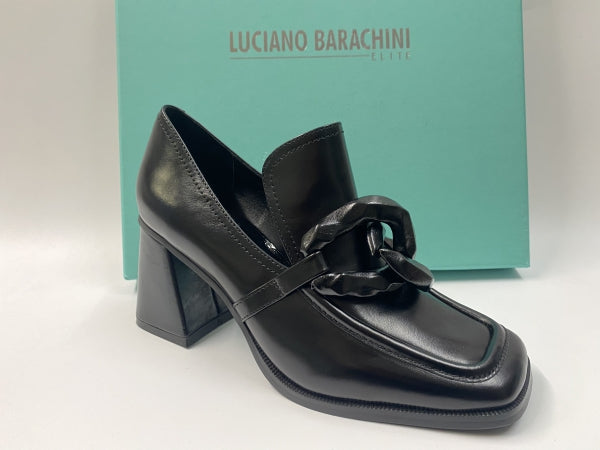 LUCIANO BARACHINI ML231 MOCASSINO CON TACCO 7 E MORSETTO IN PELLE NERO