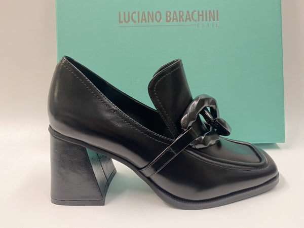 LUCIANO BARACHINI ML231 MOCASSINO CON TACCO 7 E MORSETTO IN PELLE NERO