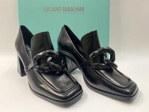 LUCIANO BARACHINI ML231 MOCASSINO CON TACCO 7 E MORSETTO IN PELLE NERO