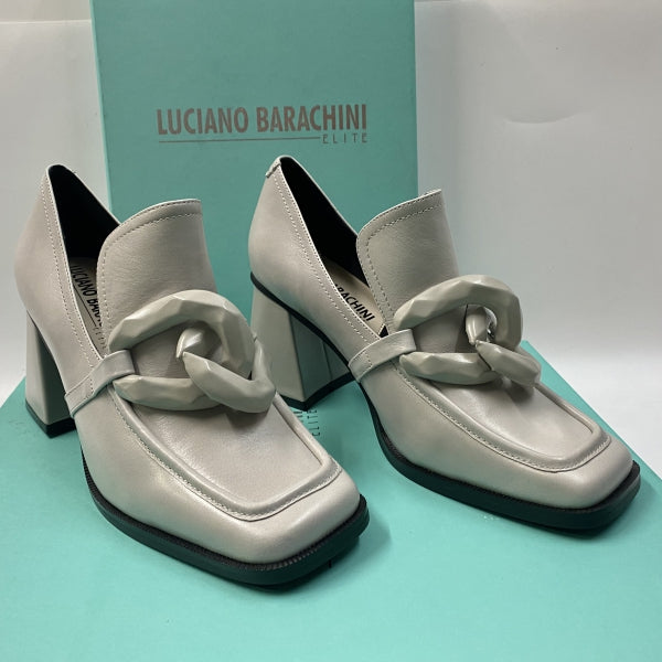 LUCIANO BARACHINI ML231 MOCASSINO CON TACCO 7 E MORSETTO IN PELLE OSSO