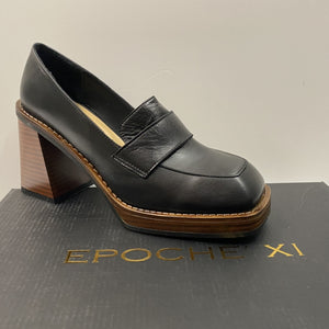 EPOCHE' XI 22163 MOCASSINO DONNA IN PELLE NERO CON TACCO 7 CM