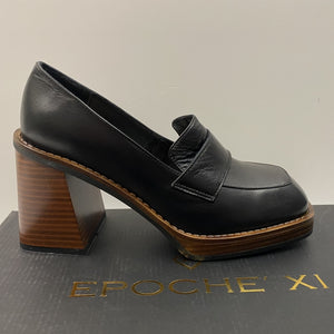 EPOCHE' XI 22163 MOCASSINO DONNA IN PELLE NERO CON TACCO 7 CM