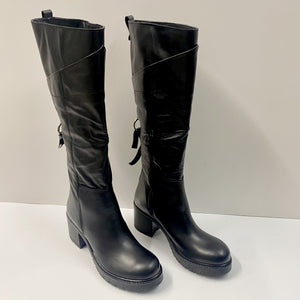OPEN TOO H128 STIVALE CON ZIP IN PELLE NERO