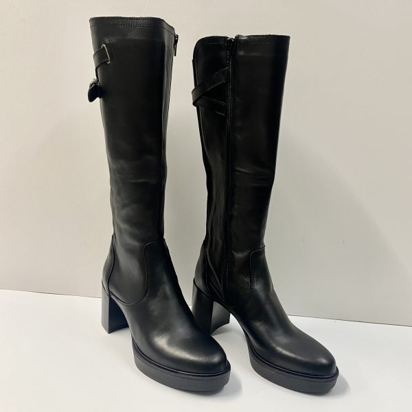 OPEN TOO A33 STIVALE DOPPIA FIBBIA IN PELLE NERO