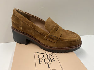 CONFORT 2329 MOCASSINO DONNA BASSO IN PELLE SCAMOSCIATA TABACCO