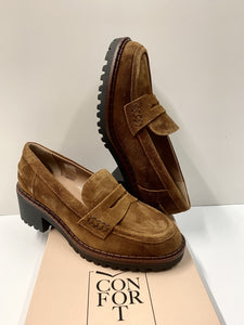 CONFORT 2329 MOCASSINO DONNA BASSO IN PELLE SCAMOSCIATA TABACCO