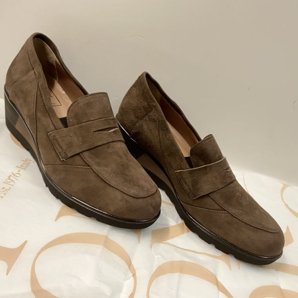 CONFORT 2323 MOCASSINO DONNA CON ZEPPA BICOLORE IN PELLE SCAMOSCIATA TABACCO