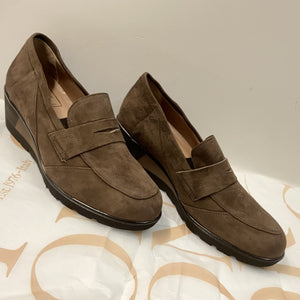 CONFORT 2323 MOCASSINO DONNA CON ZEPPA BICOLORE IN PELLE SCAMOSCIATA TABACCO